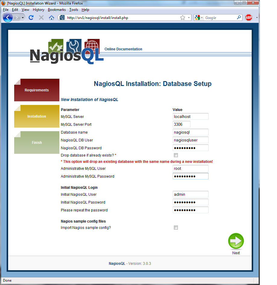 NagiosQL screenshot